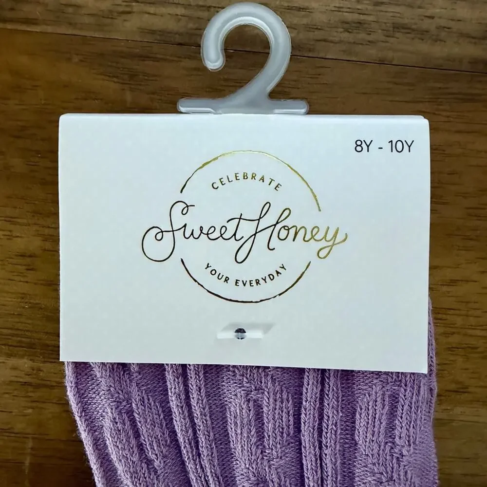 NEW SweetHoney Purple Ankle Cable Knit Socks 8/10 Girls Accessories